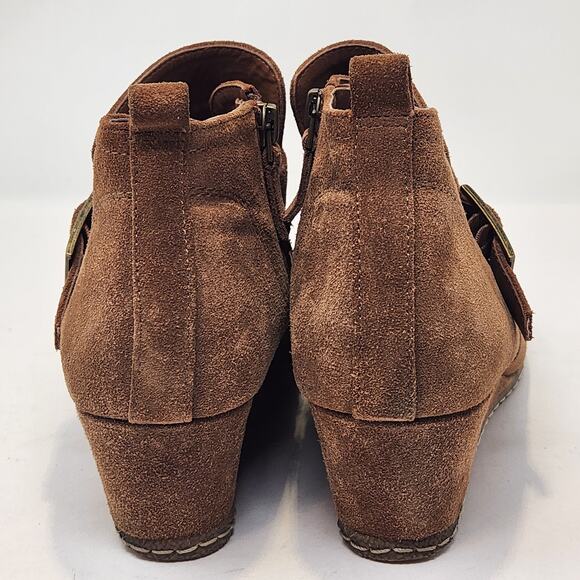 Franco Sarto Womens Anita Brown Suede Wedge Ankle Boots Booties Size 8 M Zipper - Picture 6 of 9